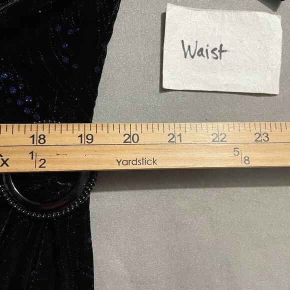 Black Velvet Blue Sparkle Layered Wrap Top Size XL Dark Romantic Whimsigoth - Picture 10 of 11